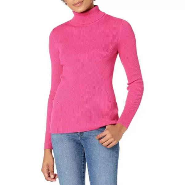 Amazon Essentials Womens SlimFit Lightweight LongSleeve Turtleneck SweaterBright Pink