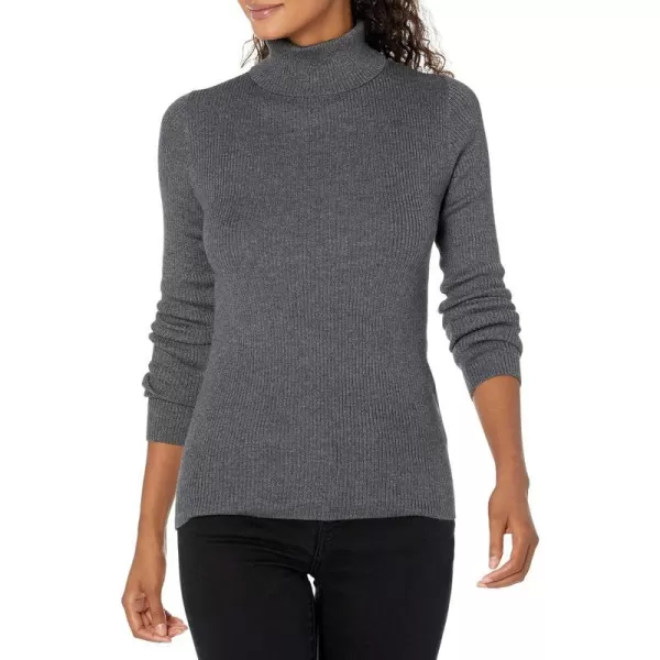 Amazon Essentials Womens SlimFit Lightweight LongSleeve Turtleneck SweaterCharcoal Heather