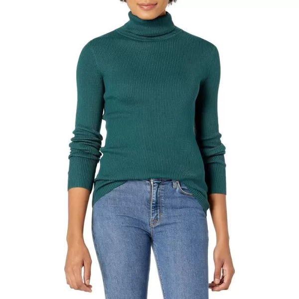 Amazon Essentials Womens SlimFit Lightweight LongSleeve Turtleneck SweaterForest Green