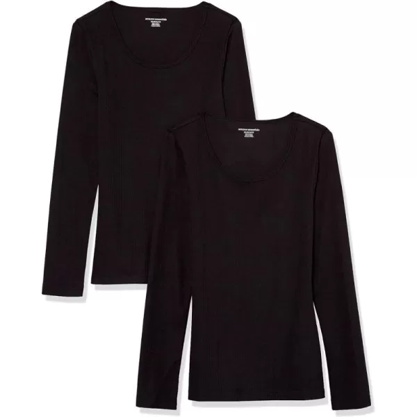 Amazon Essentials Womens SlimFit Scoop Neck Rib Sweater Available in Plus Size Pack of 2Black