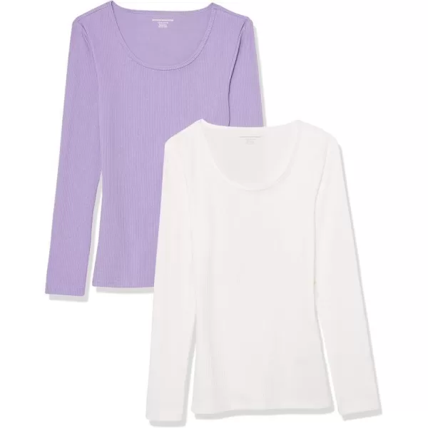 Amazon Essentials Womens SlimFit Scoop Neck Rib Sweater Available in Plus Size Pack of 2WhitePurple