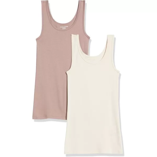 Amazon Essentials Womens SlimFit Tank Pack of 2BeigeTaupe