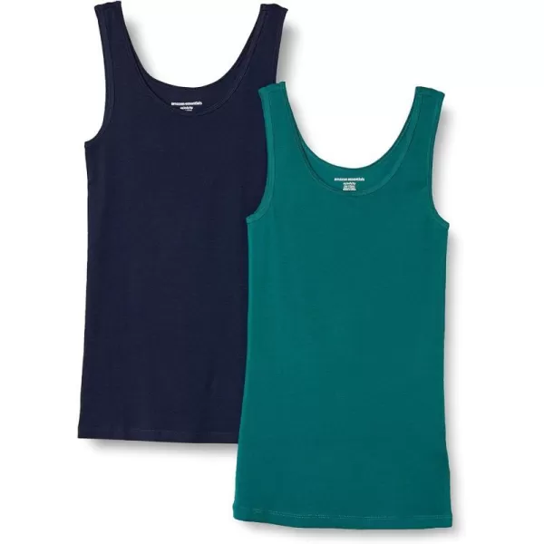 Amazon Essentials Womens SlimFit Tank Pack of 2Dark GreenNavy