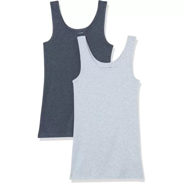 Amazon Essentials Womens SlimFit Tank Pack of 2Light Grey HeatherCharcoal Heather