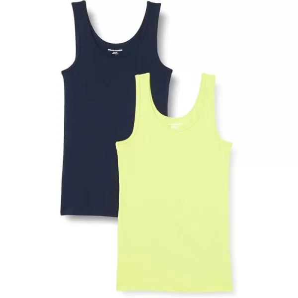 Amazon Essentials Womens SlimFit Tank Pack of 2NavyLime Green