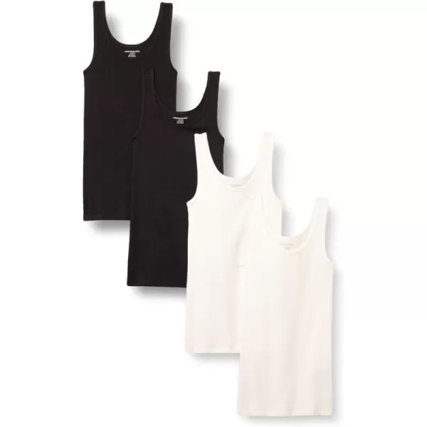 Amazon Essentials Womens SlimFit Tank Pack of 4BlackWhite