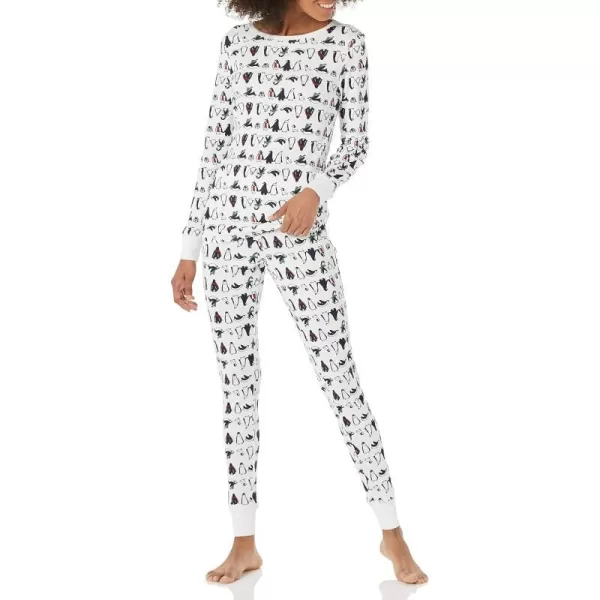 Amazon Essentials Womens SnugFit Cotton Pajama Set Available in Plus SizePenguin Parade