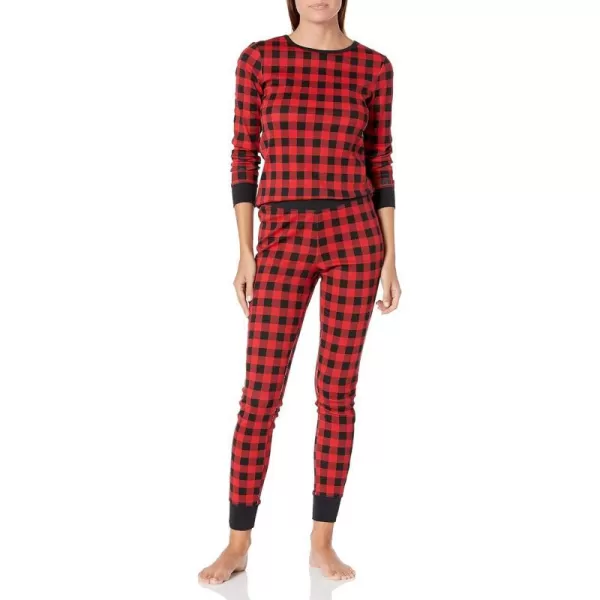 Amazon Essentials Womens SnugFit Cotton Pajama Set Available in Plus SizeRed Buffalo Plaid