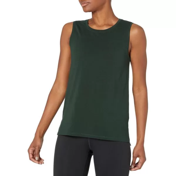 Amazon Essentials Womens Soft Cotton StandardFit Yoga Tank Available in Plus Size Previously Core 10Deep Green