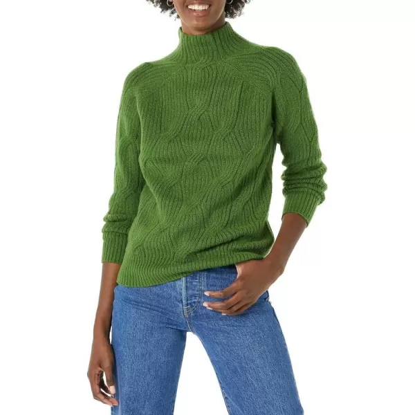 Amazon Essentials Womens Soft Touch Funnel Neck Cable SweaterGreen