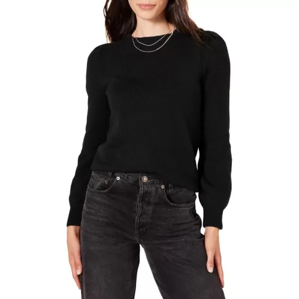 Amazon Essentials Womens Soft Touch Pleated Shoulder Crewneck SweaterBlack