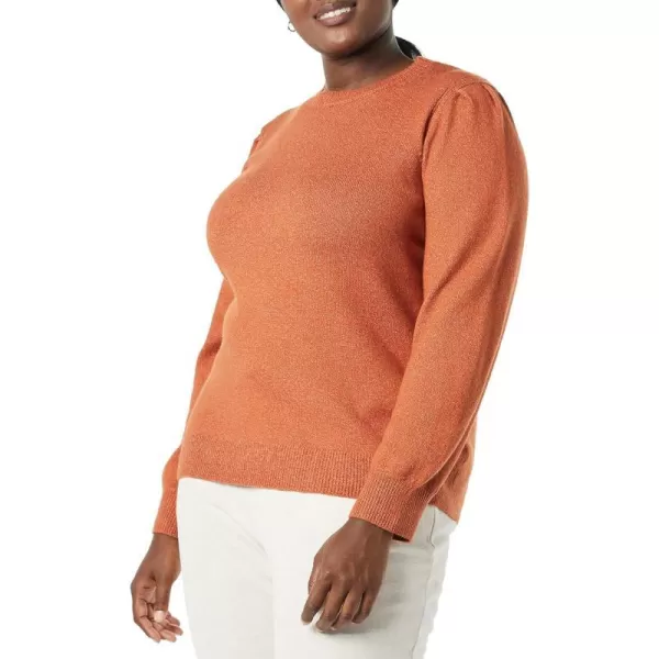 Amazon Essentials Womens Soft Touch Pleated Shoulder Crewneck SweaterCaramel