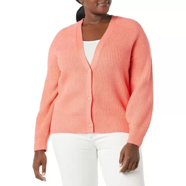 Amazon Essentials Womens Soft Touch Ribbed Blouson CardiganCoral Pink