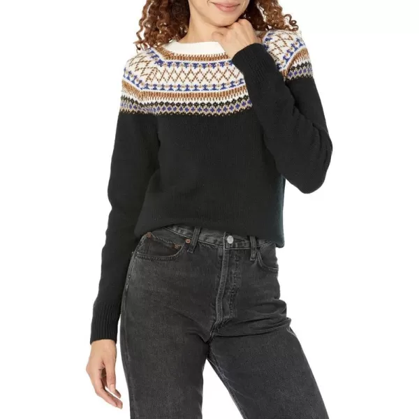 Amazon Essentials Womens SoftTouch Crewneck Novelty SweaterBlack Classic Fairisle