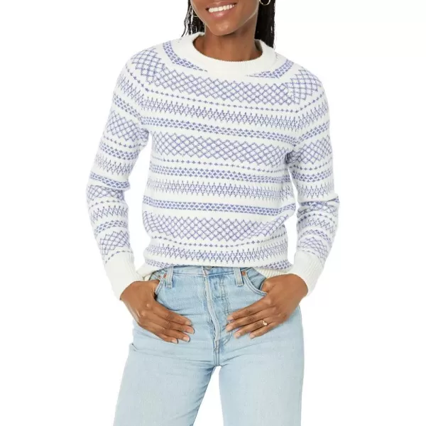 Amazon Essentials Womens SoftTouch Crewneck Novelty SweaterBlue White Graphic Fairisle