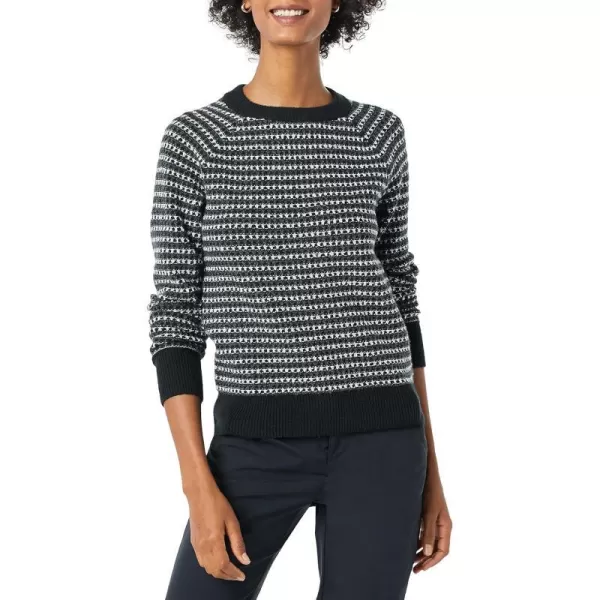 Amazon Essentials Womens SoftTouch Crewneck Novelty SweaterCharcoalWhiteBlack Stripe