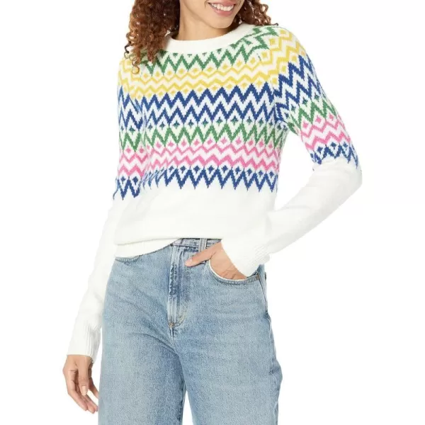 Amazon Essentials Womens SoftTouch Crewneck Novelty SweaterWhite Winter Fairisle