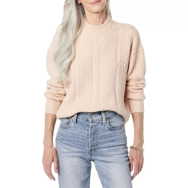 Amazon Essentials Womens SoftTouch Modern Cable Crewneck Sweater Available in Plus SizeBlush