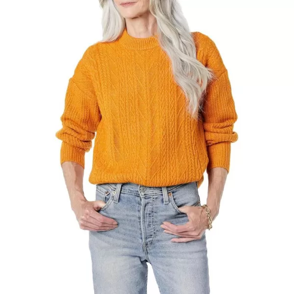 Amazon Essentials Womens SoftTouch Modern Cable Crewneck Sweater Available in Plus SizeOrange