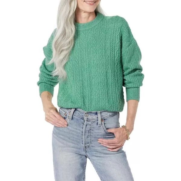 Amazon Essentials Womens SoftTouch Modern Cable Crewneck Sweater Available in Plus SizeSage Green