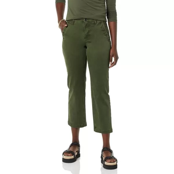 Amazon Essentials Womens Stretch Chino WideLeg Ankle Crop Pant Previously GoodthreadsDark Olive