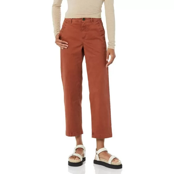 Amazon Essentials Womens Stretch Chino WideLeg Ankle Crop Pant Previously GoodthreadsRust Orange