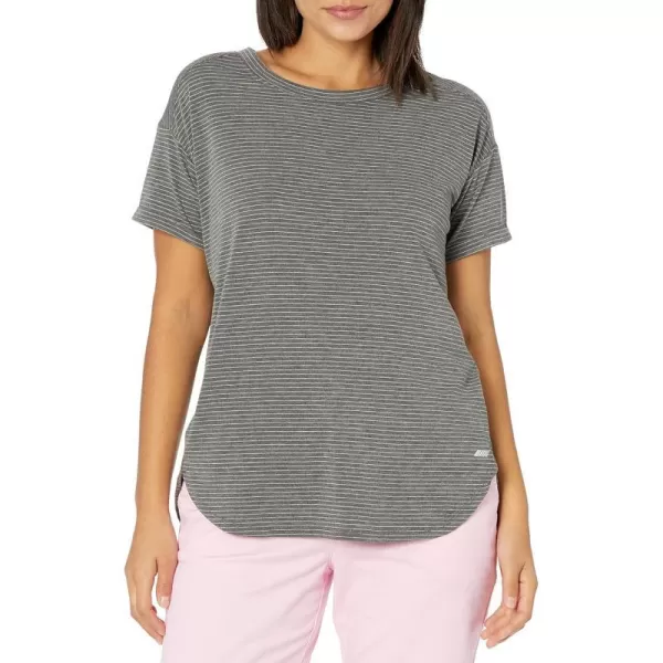 Amazon Essentials Womens Studio RelaxedFit Lightweight Crewneck TShirt Available in Plus Size1 Charcoal Heather Stripe