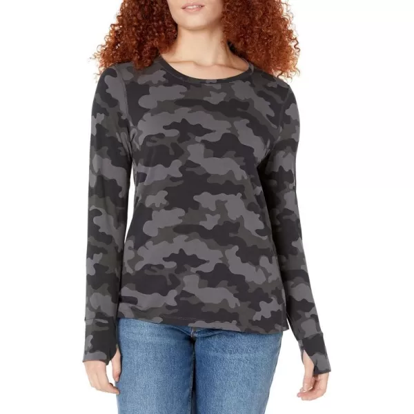 Amazon Essentials Womens Studio RelaxedFit LongSleeve TShirt Available in Plus SizeGrey Camo