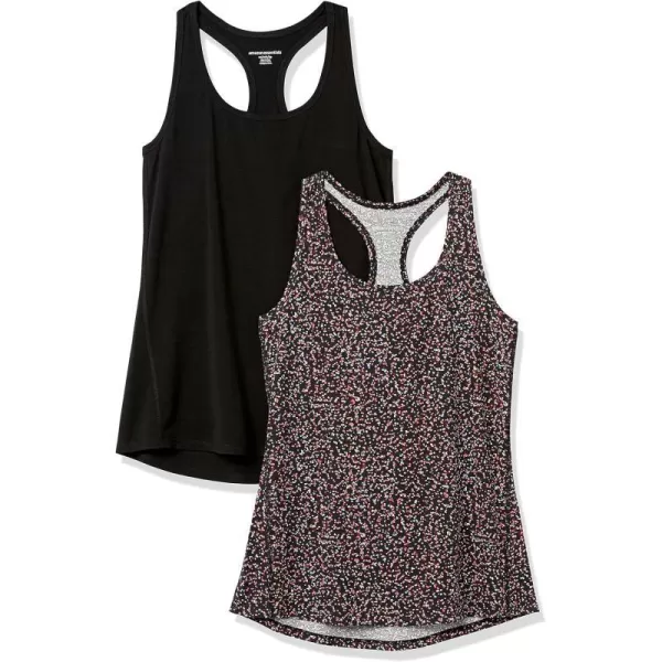 Amazon Essentials Womens Studio RelaxedFit Racerback Tank Multipacks2 Black Confetti Print