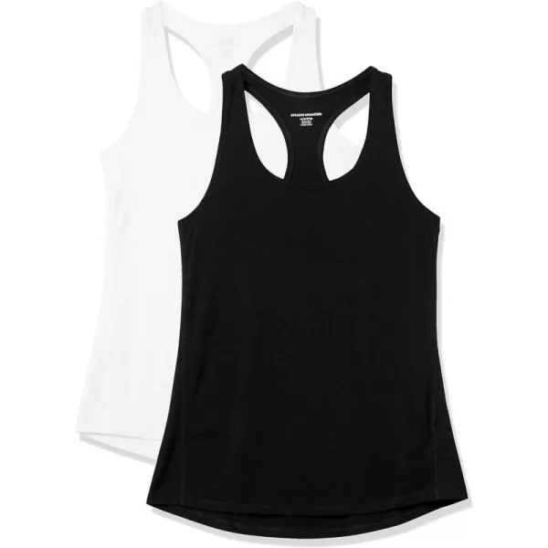 Amazon Essentials Womens Studio RelaxedFit Racerback Tank Multipacks2 BlackWhite