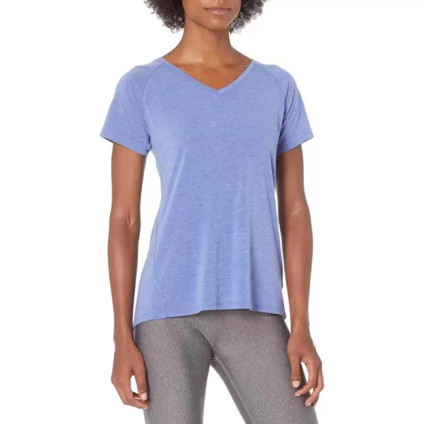 Amazon Essentials Womens Studio RelaxedFit ShortSleeve Lightweight VNeck TShirtBright Blue Heather