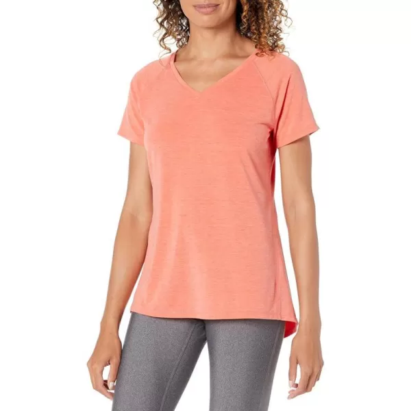 Amazon Essentials Womens Studio RelaxedFit ShortSleeve Lightweight VNeck TShirtBright Peach Heather