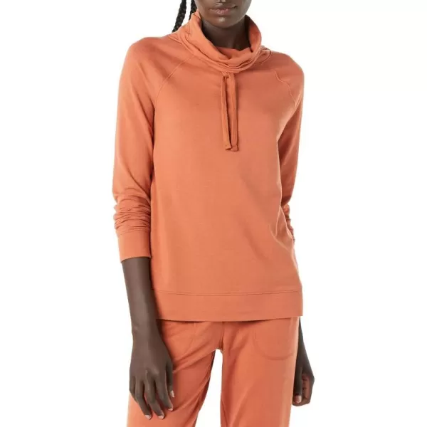 Amazon Essentials Womens Studio Terry Funnel Neck SweatshirtCaramel