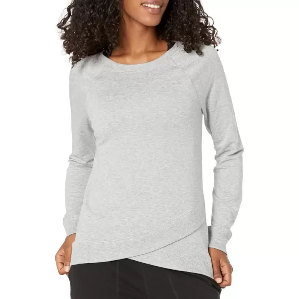 Amazon Essentials Womens Studio Terry LongSleeve CrossFront SweatshirtLight Grey Heather