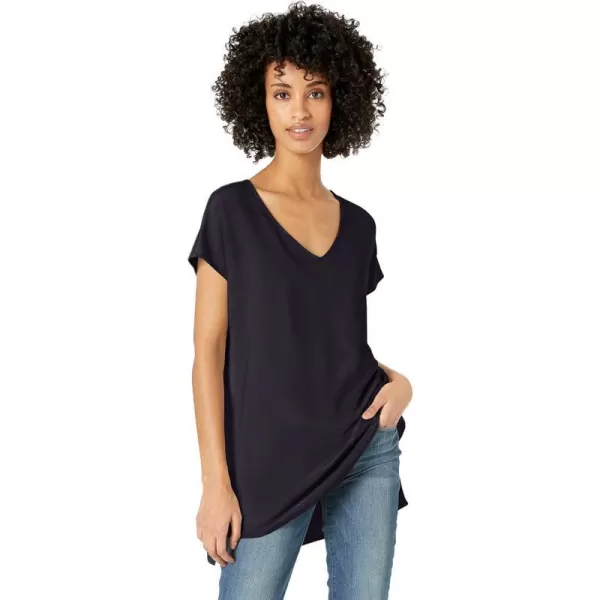 Amazon Essentials Womens Supersoft Terry RelaxedFit DolmanSleeve VNeck Tunic Previously Daily RitualSustainably Sourced Rayon Blend Navy