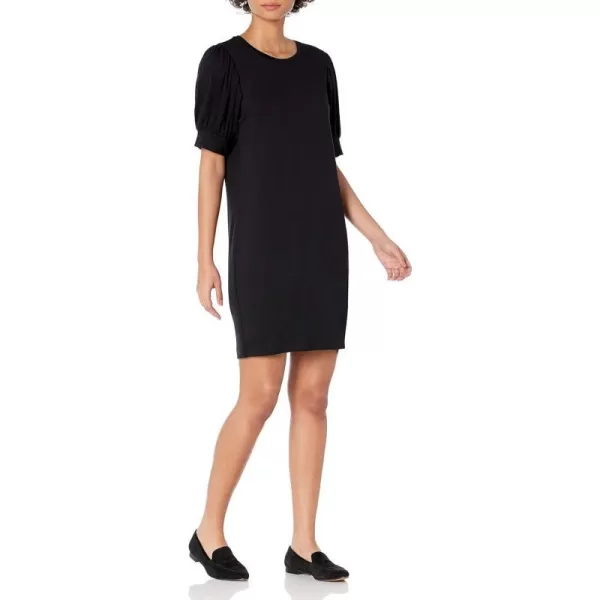 Amazon Essentials Womens Supersoft Terry RelaxedFit ShortSleeve PuffSleeve Dress Previously Daily RitualSustainably Sourced Rayon Blend Black