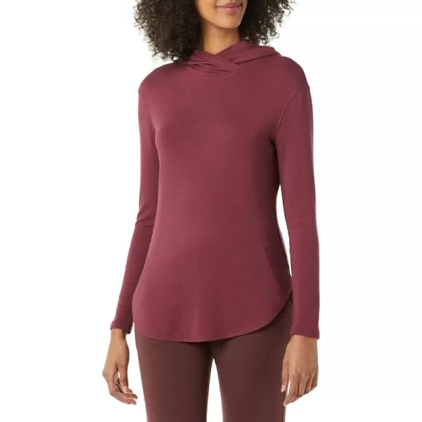 Amazon Essentials Womens Supersoft Terry StandardFit LongSleeve Hooded Pullover Previously Daily RitualDark Burgundy