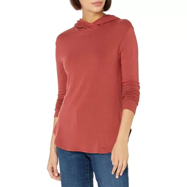 Amazon Essentials Womens Supersoft Terry StandardFit LongSleeve Hooded Pullover Previously Daily RitualRayon Blend Brick Red