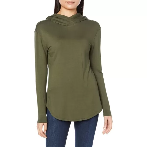 Amazon Essentials Womens Supersoft Terry StandardFit LongSleeve Hooded Pullover Previously Daily RitualRayon Blend Olive