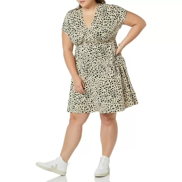 Amazon Essentials Womens Surplice Dress Available in Plus SizeRayon Blend Tan Animal Print