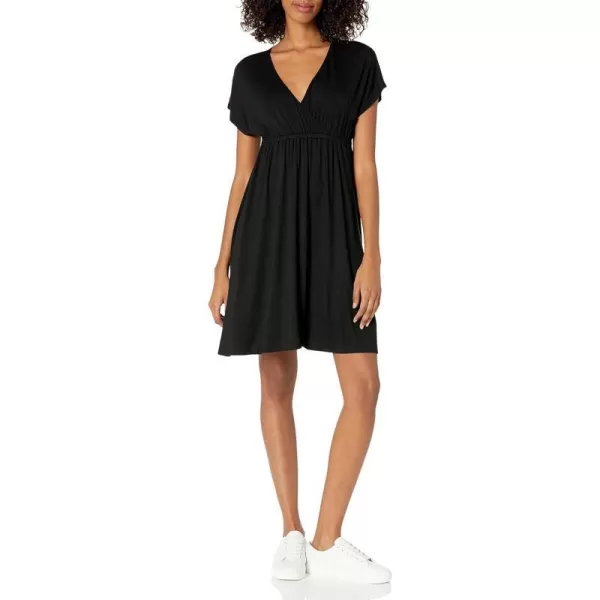 Amazon Essentials Womens Surplice Dress Available in Plus SizeSustainably Sourced Rayon Blend Black