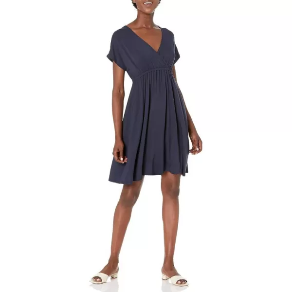 Amazon Essentials Womens Surplice Dress Available in Plus SizeSustainably Sourced Rayon Blend Navy