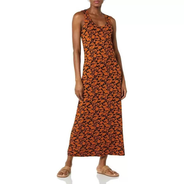 Amazon Essentials Womens Tank Maxi DressRayon Blend Brown Floral Print