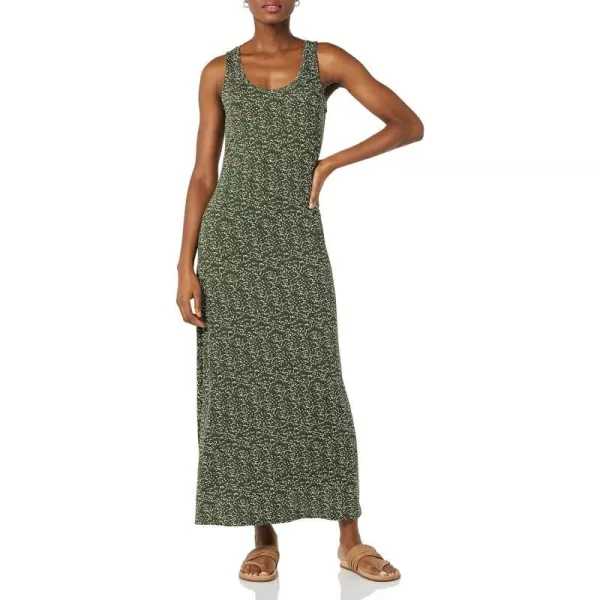 Amazon Essentials Womens Tank Maxi DressRayon Blend Green Dots