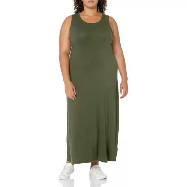 Amazon Essentials Womens Tank Maxi DressSustainably Sourced Rayon Blend Dark Olive