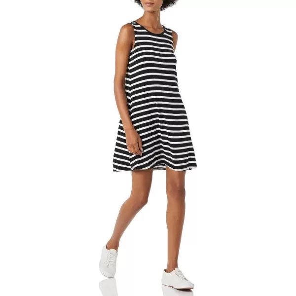 Amazon Essentials Womens Tank Swing Dress Available in Plus SizeRayon Blend Black French Stripe