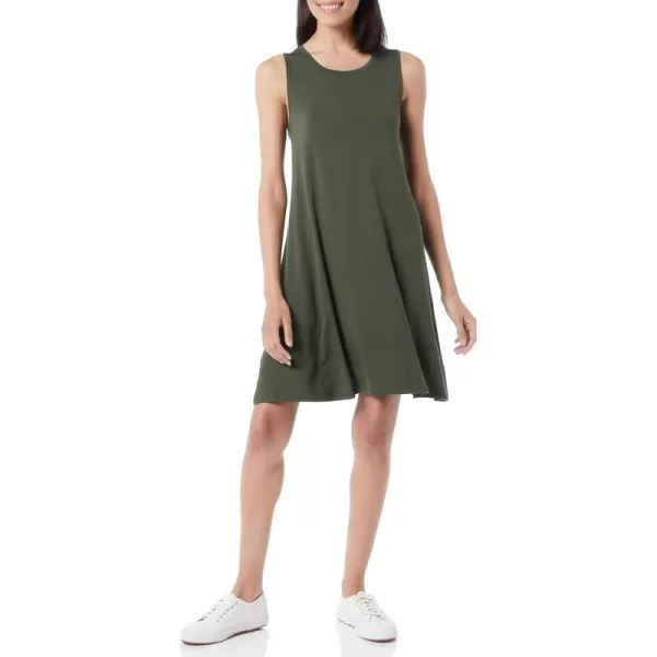 Amazon Essentials Womens Tank Swing Dress Available in Plus SizeRayon Blend Dark Olive