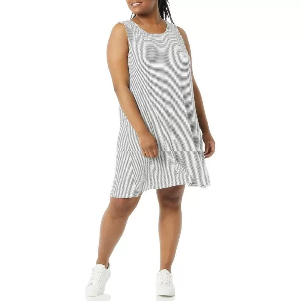 Amazon Essentials Womens Tank Swing Dress Available in Plus SizeRayon Blend White Stripe