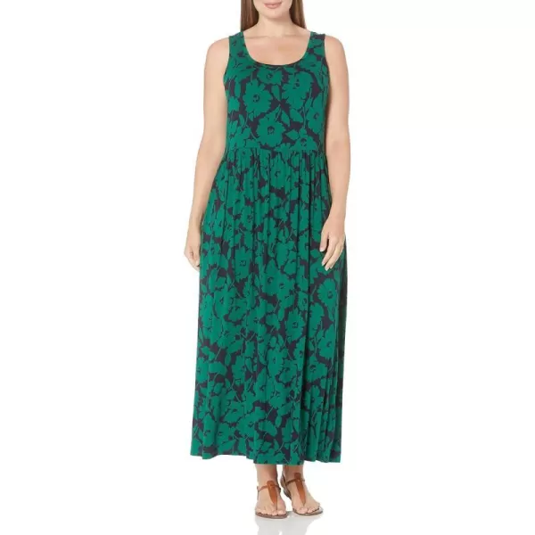 Amazon Essentials Womens Tank Waisted Maxi Dress Available in Plus SizeRayon Blend Green Floral