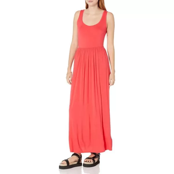 Amazon Essentials Womens Tank Waisted Maxi Dress Available in Plus SizeSustainably Sourced Rayon Blend Red